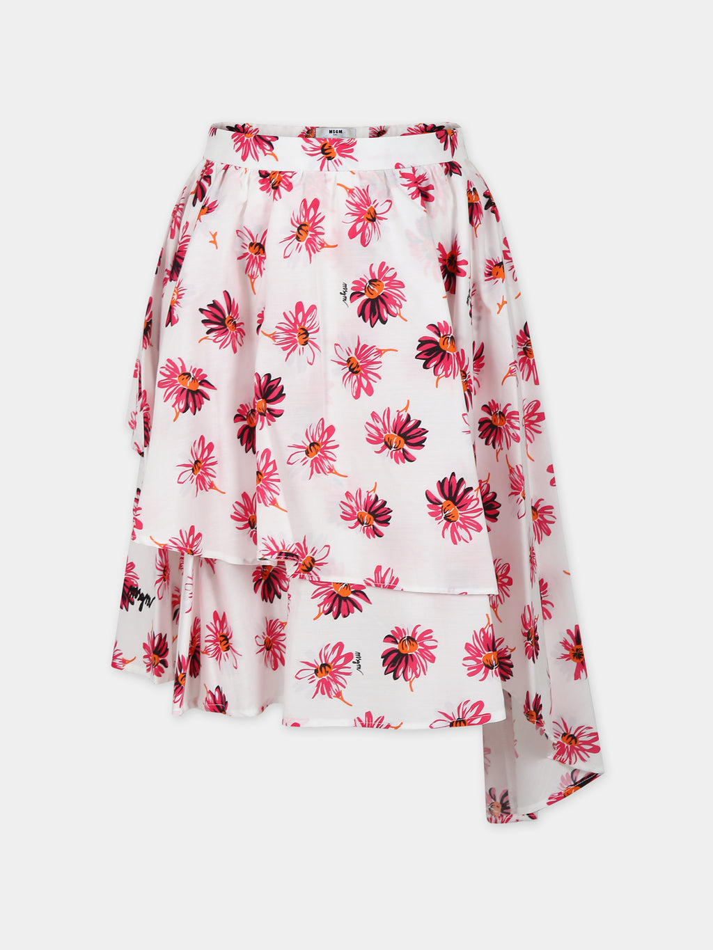 White skirt for girl with daisy print